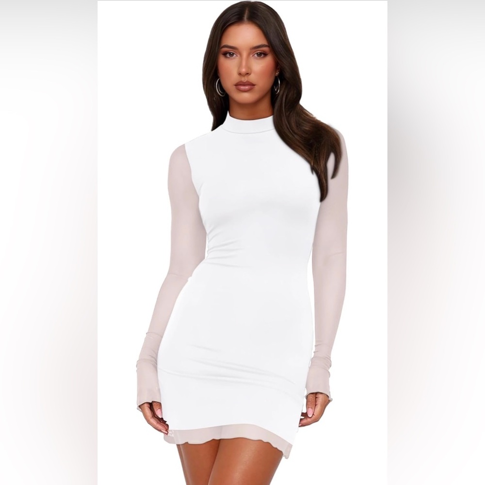 Elegant White Long Sleeve Dress